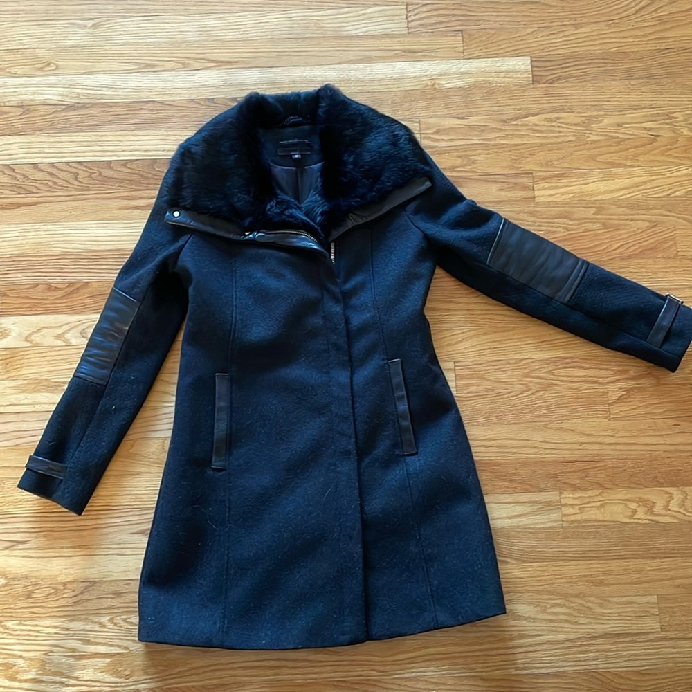 Andrew Marc x Richard Chai Wool, Fur, Leather Coat